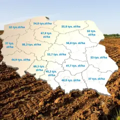 Mapa Polski z zaznaczonymi cenami za hektar ziemi. Sprawdź, ile kosztuje hektar ziemi w Twoim regionie.