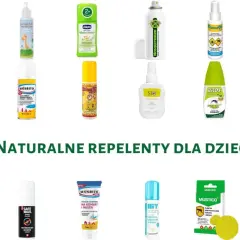 Kolekcja produktów, które odstraszają komary i kleszcze, w tym spraye, roll-ony i plastry.